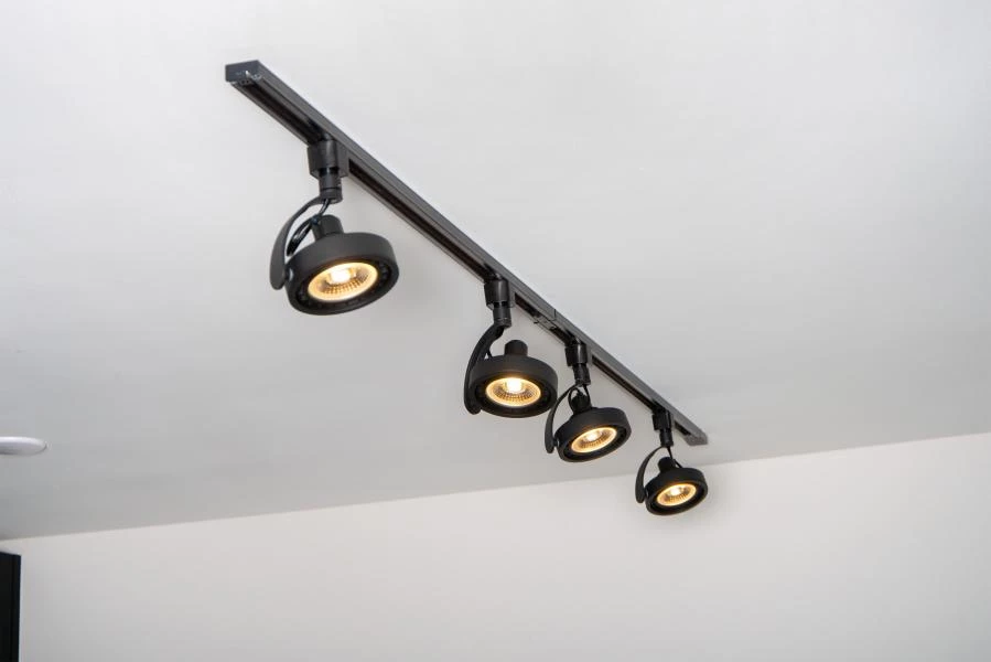Lucide TRACK DORIAN Track spot - 1-circuit Track lighting system - 1xES111 - Black (Extension) - ambiance 3